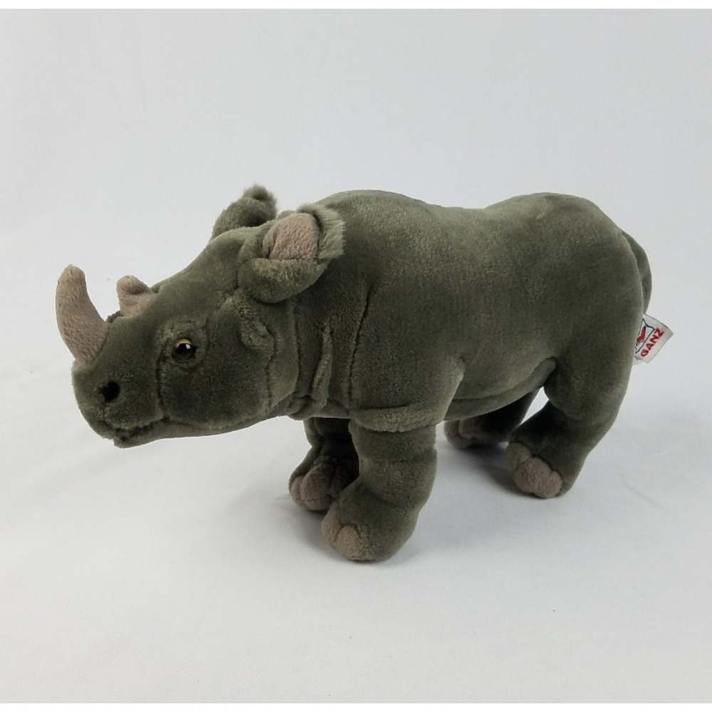 Vtg Ganz Webkinz Endangered Black African Rhinoceros plush stuffed animal